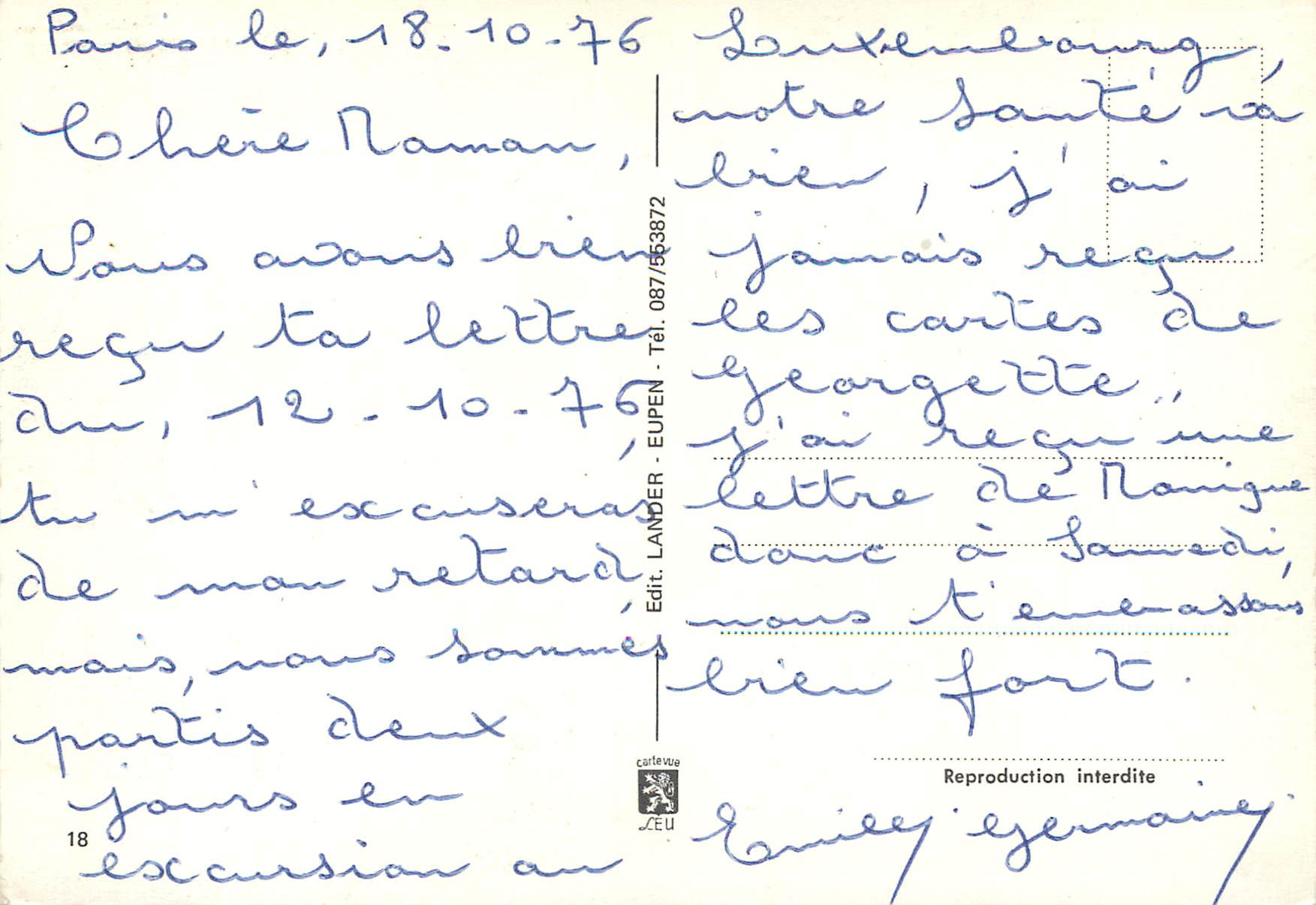 CPM Luxembourg Ville des Roses — Verso