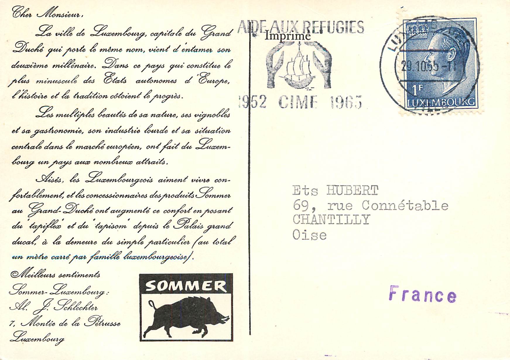 CPM Luxembourg Sanglier — Verso