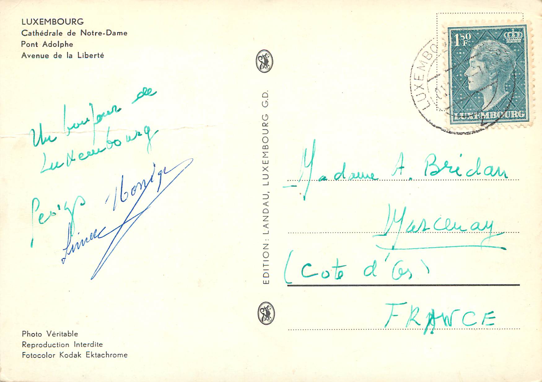 CPM Luxembourg Cathedrale de Notre Dame — Verso