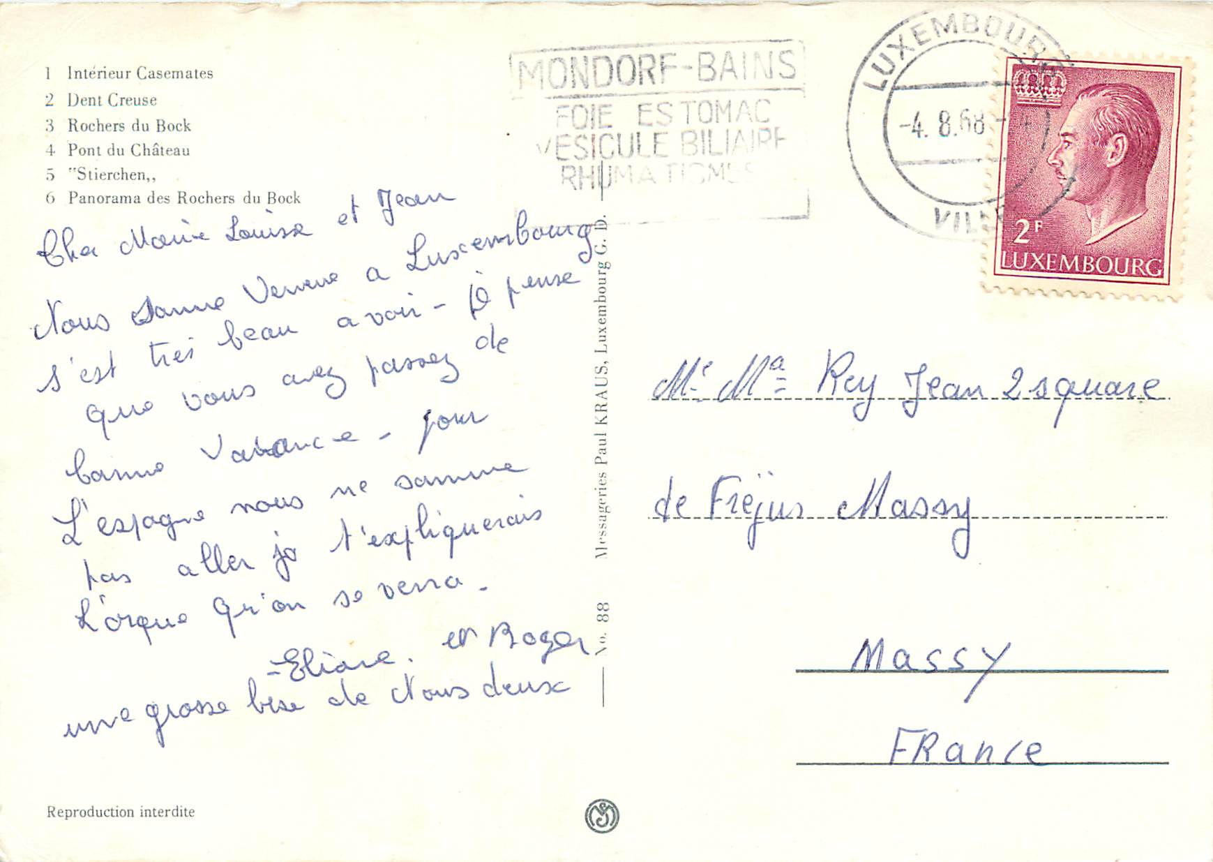 CPM Luxembourg Casemates du Bock — Verso