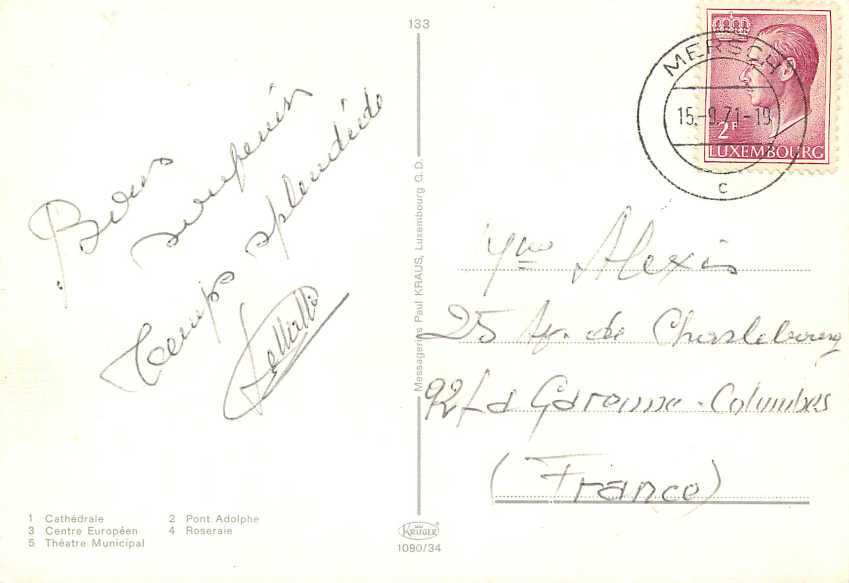 CPM Luxembourg Ville des Roses — Verso