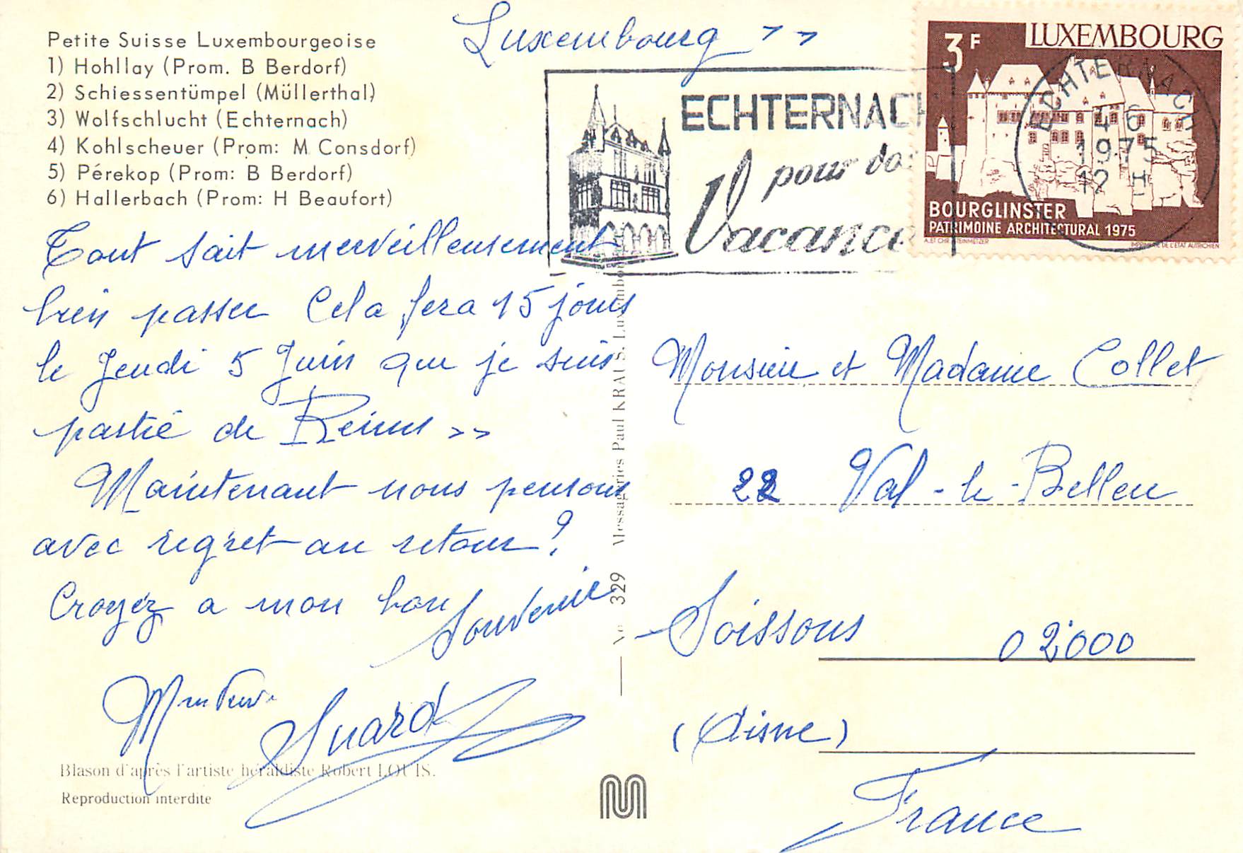 CPM Luxembourg Hohllay — Verso