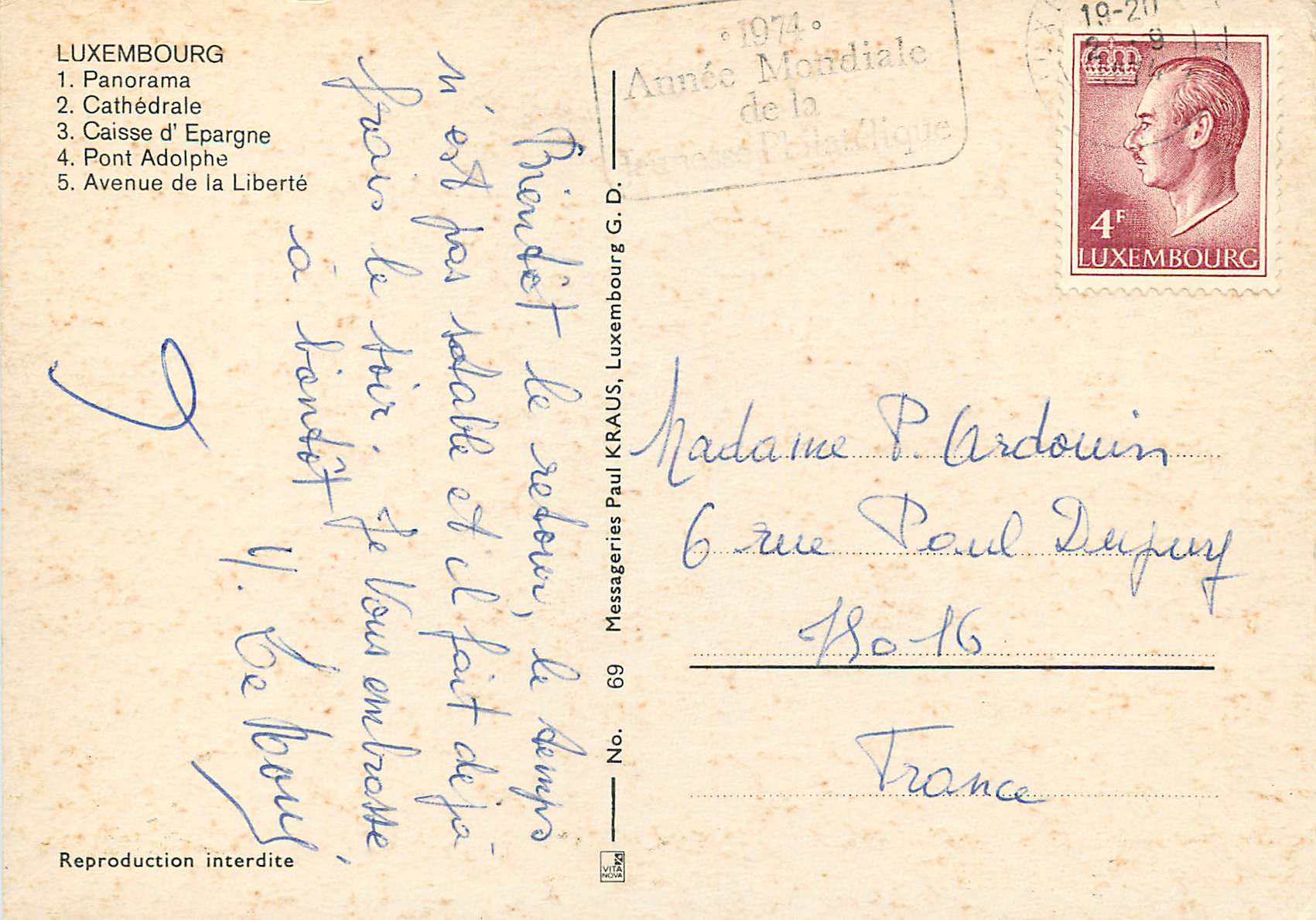 CPM Luxembourg Panorama — Verso