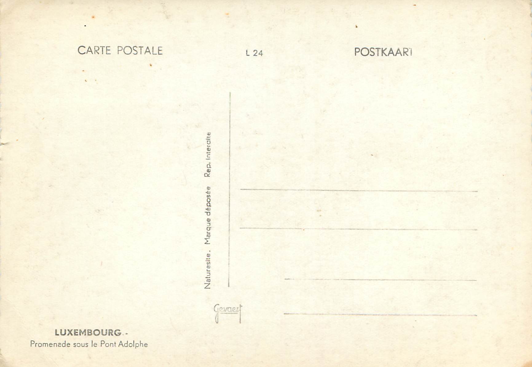 CPA Luxembourg Promenade sous le Pont Adolphe — Verso