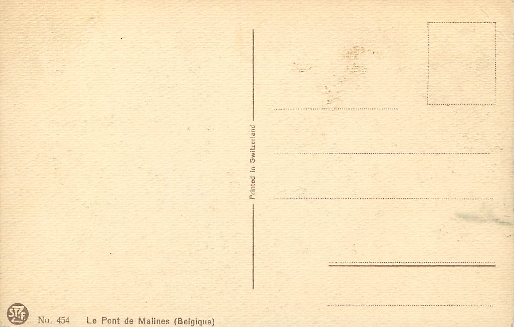 CPA Malines Belgique Le Pont de Malines — Back