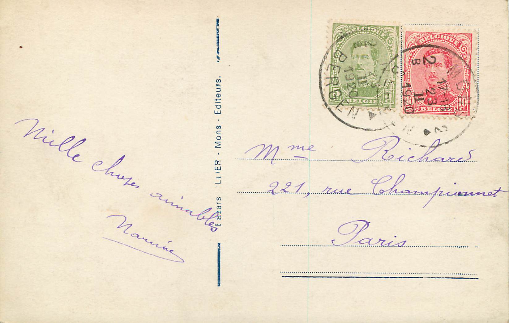 CPA Mons Eglise Ste Waudru — Back