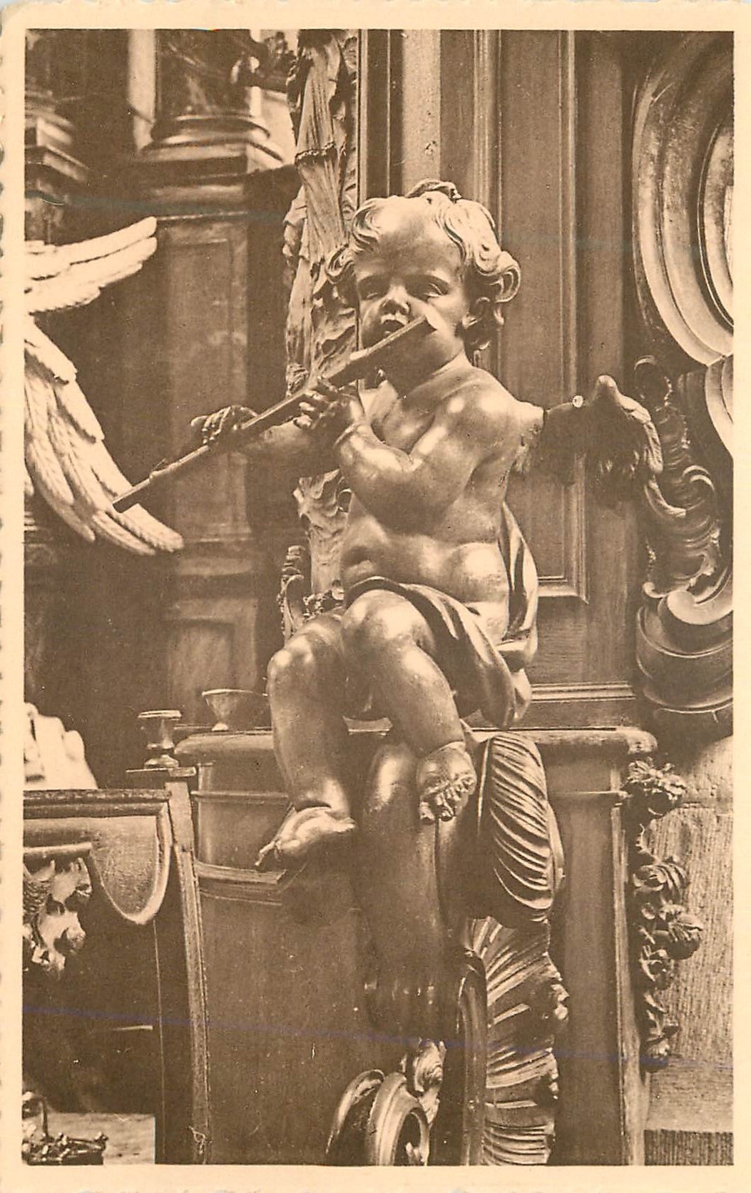 CPA Mons Eglise Saint-Nicolas en Havre Ange musicen Flute