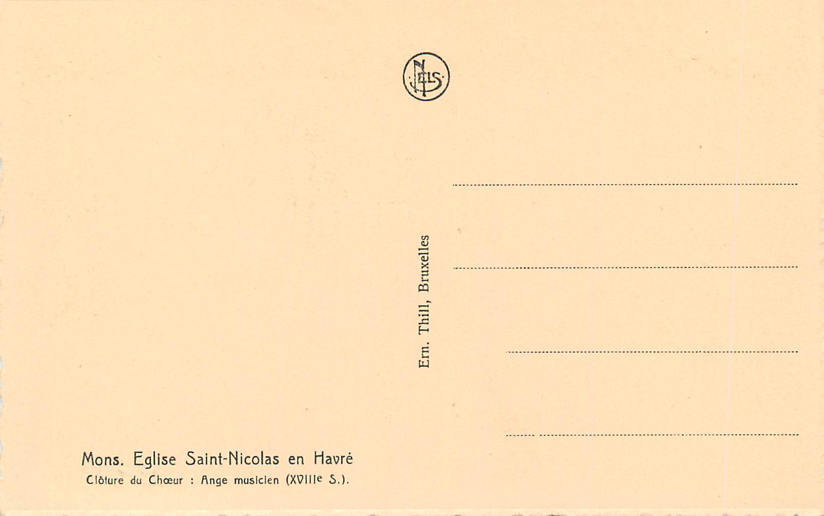 CPA Mons Eglise Saint-Nicolas en Havre Ange musicen  — Back