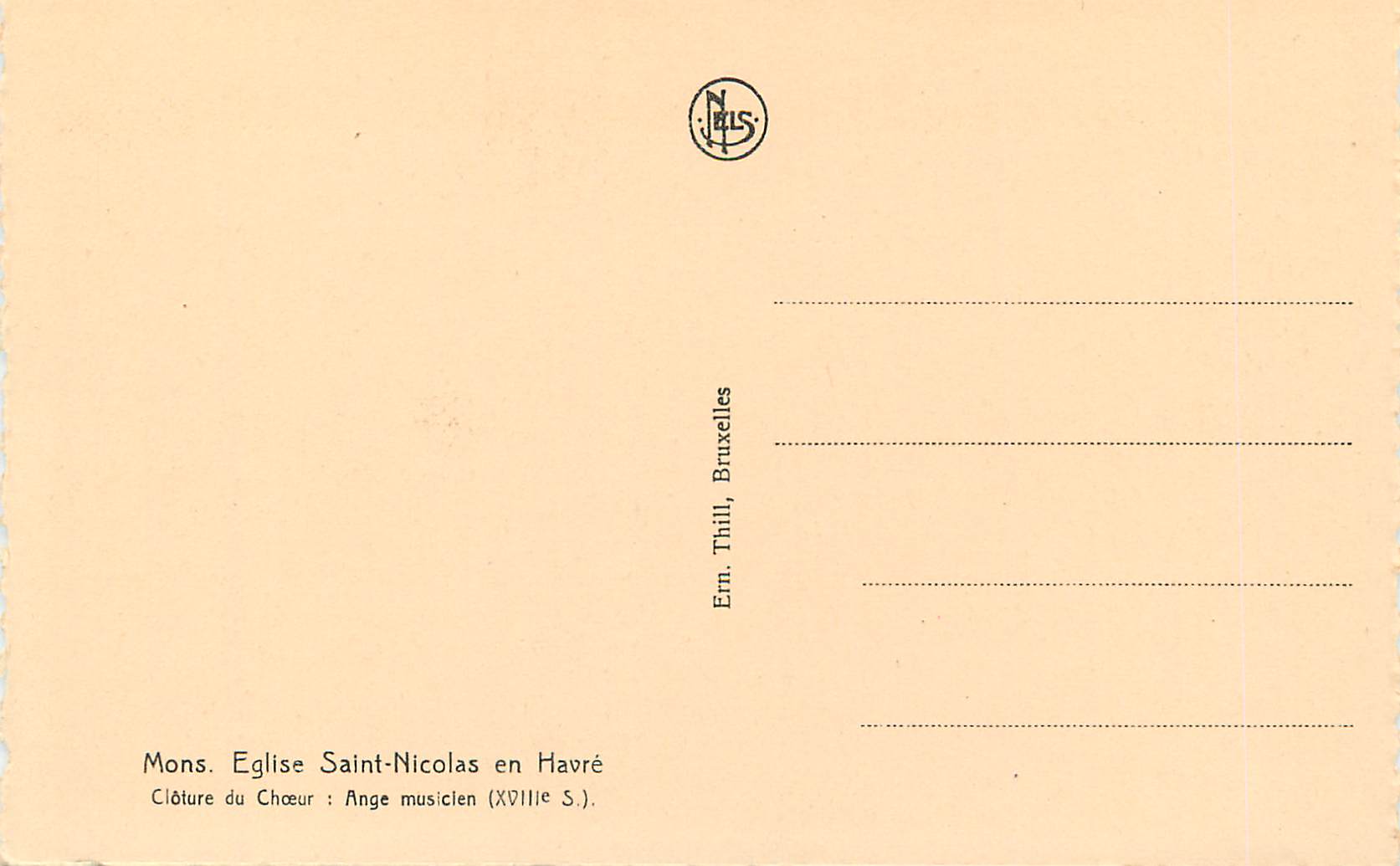 CPA Mons Eglise Saint-Nicolas en Havre Ange musicien — Back
