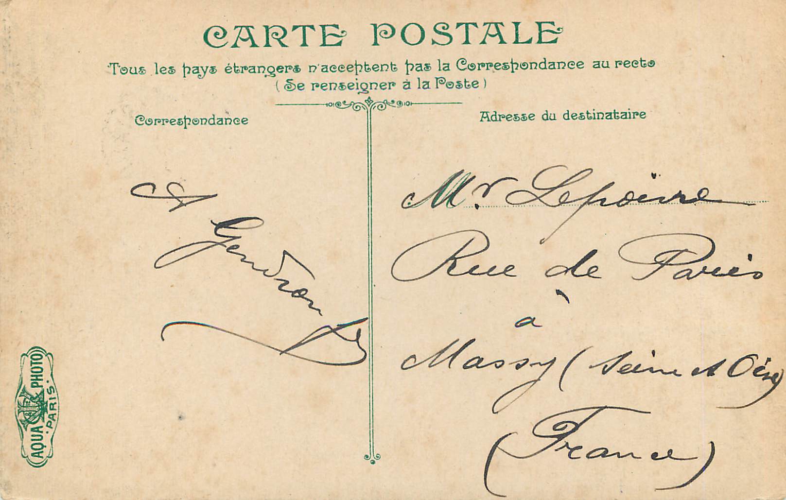 CPA Namur Ostende — Rückseite