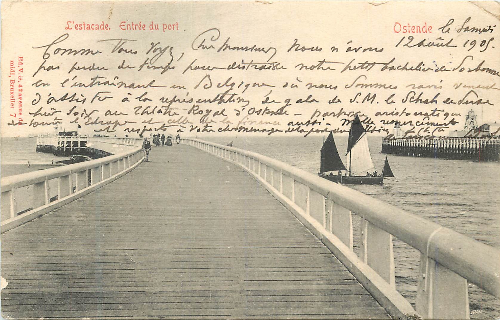 CPA Namur Ostende L'eslacade Entree du port Bateau