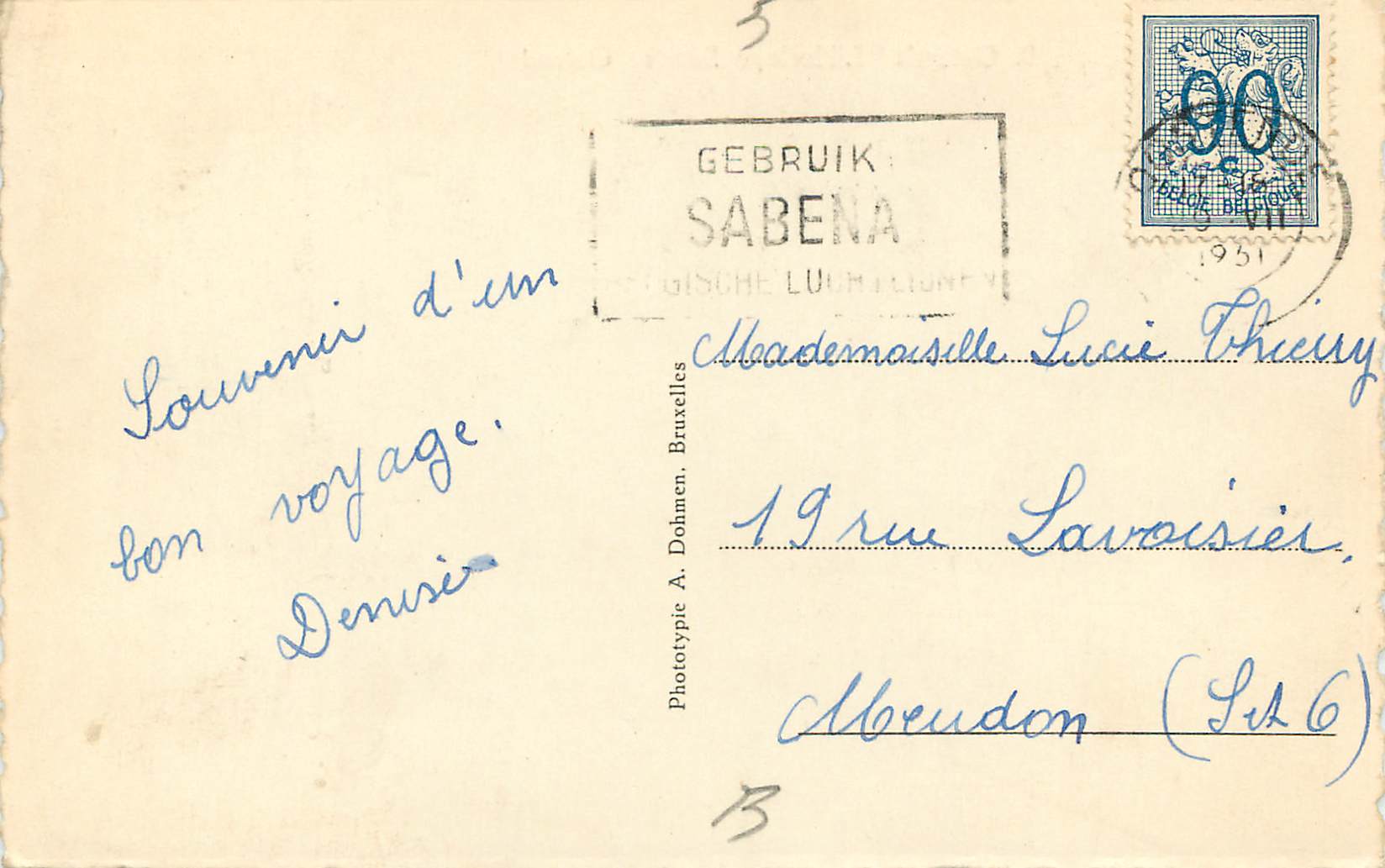 CPA Namur Ostende L'Horloge Fleurie — Rückseite