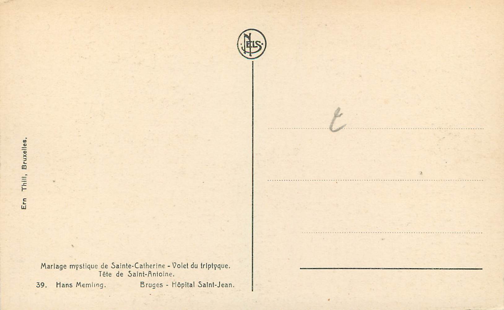 CPA Tete de Saint Antoine Hans Memling — Verso