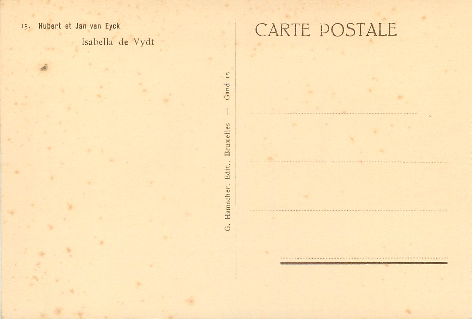 CPA Hubert et Jan Van Eyck Isabella de Vydt — Verso