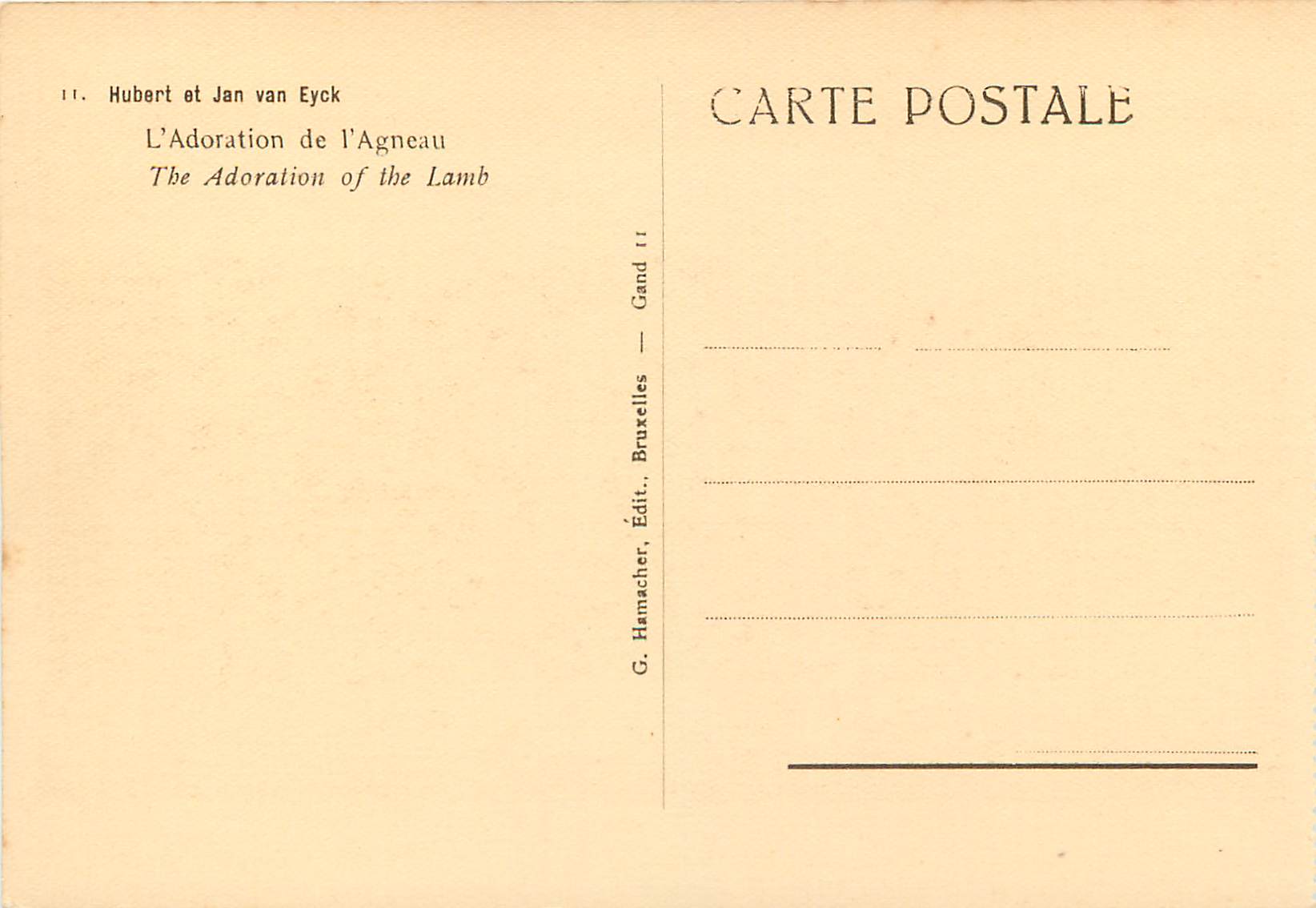 CPA Hubert et Jan Van Eyck L'adoration de l'agneau — Verso