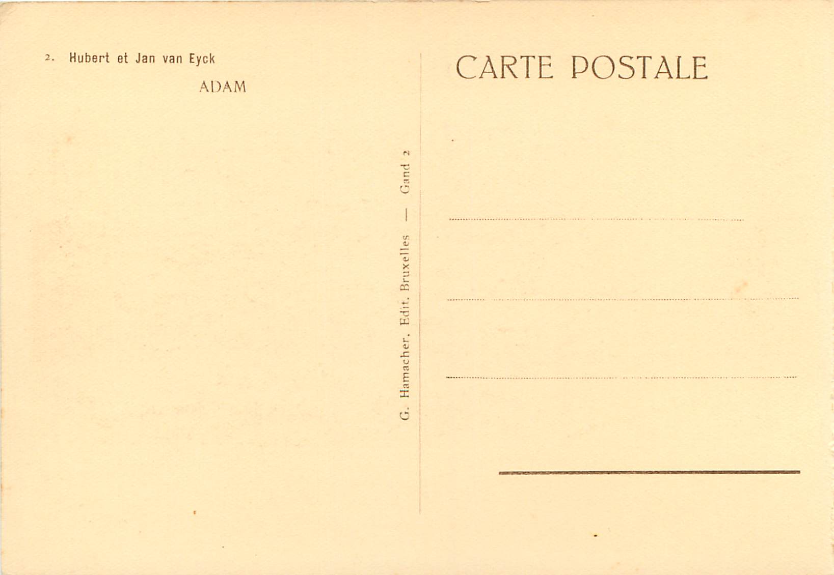 CPA Hubert et Jan Van Eyck Adam — Verso