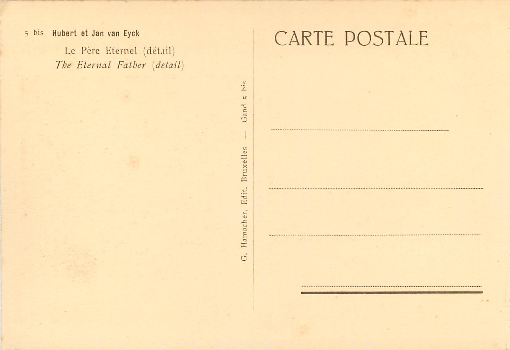 CPA Hubert et Jan Van Eyck Le Pere Eternel — Verso