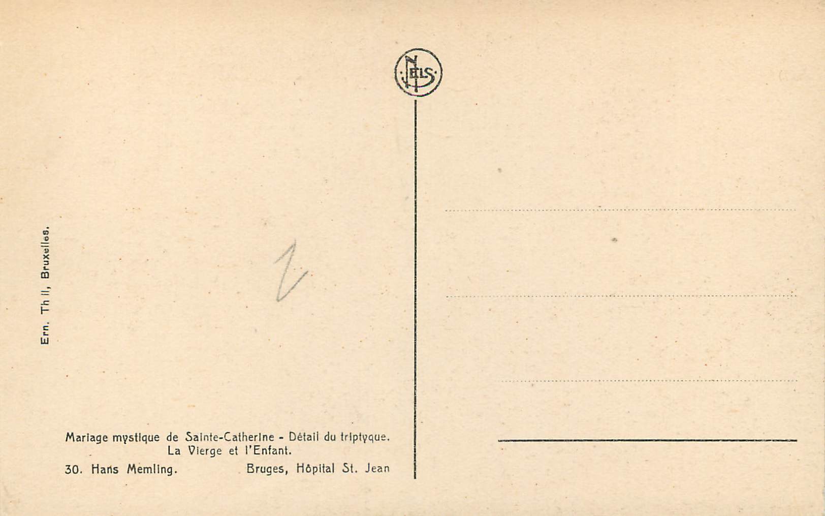 CPA Mariage Mystique de Sainte Catherine La Vierge et l'Enfant — Verso