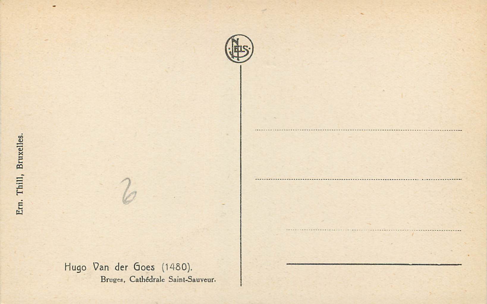 CPA Bruges Hugo Van der Goes Cathedrale Saint Sauveur — Verso