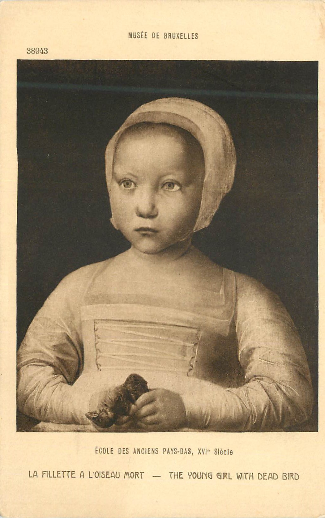 CPA Musee de Bruxelles Ecole des anciens Pays-Bas La Fillette a l'oiseau mort