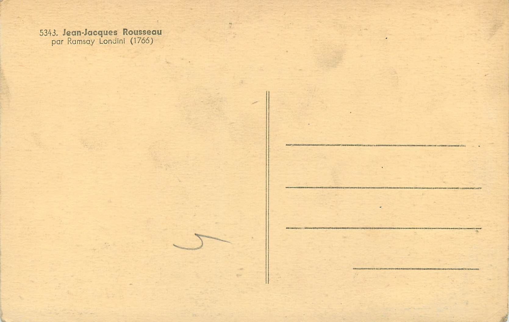 CPA Jean-Jacques Rousseau par Ramsay Londin (1766) — Verso