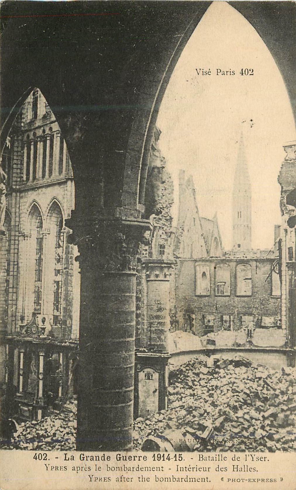 CPA Ypres apres le bombardement Interieur des Halles La Grande Guerre 1914-15 Militaria