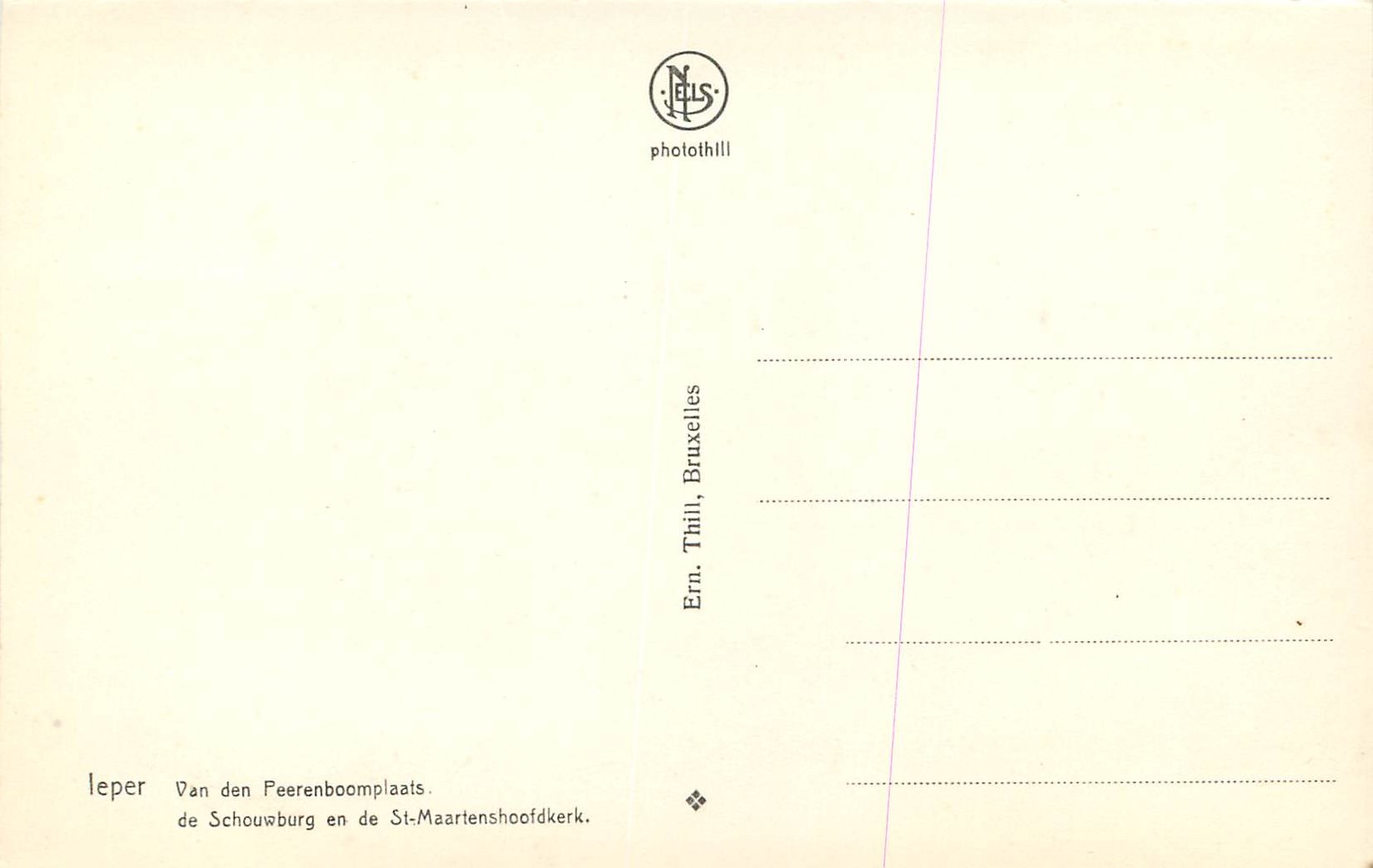 Ypres - Place Van den Peerenboom, Le Théâtre et la Cathédrale St. Martin — Rückseite