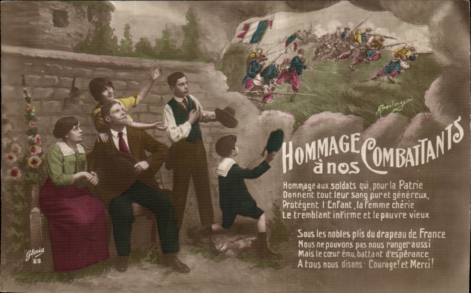 Fantaisie CPA Hommage a nos combattants Patrie Militaria 