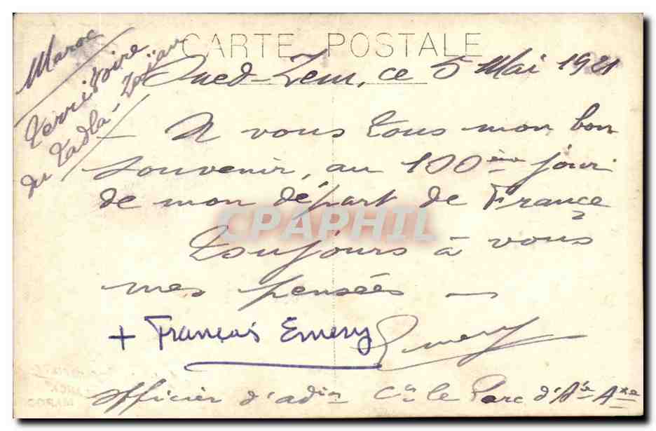 CPA Carte Photo Territoire de Tabla Zaia Maroc Marocco Militaria — Rückseite