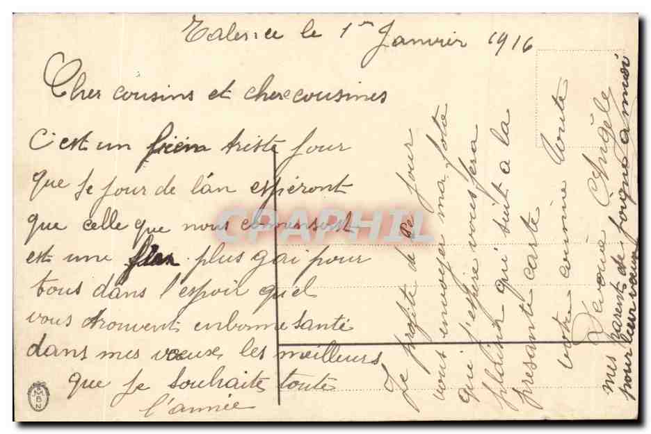 CPA Voeux Heureuse annee — Rückseite