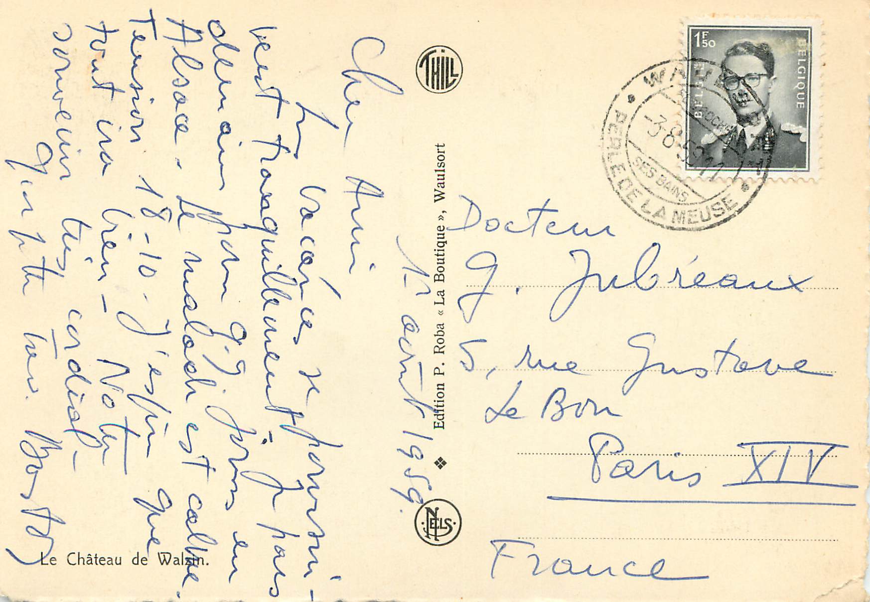 CPA Le chateau de walain — Verso