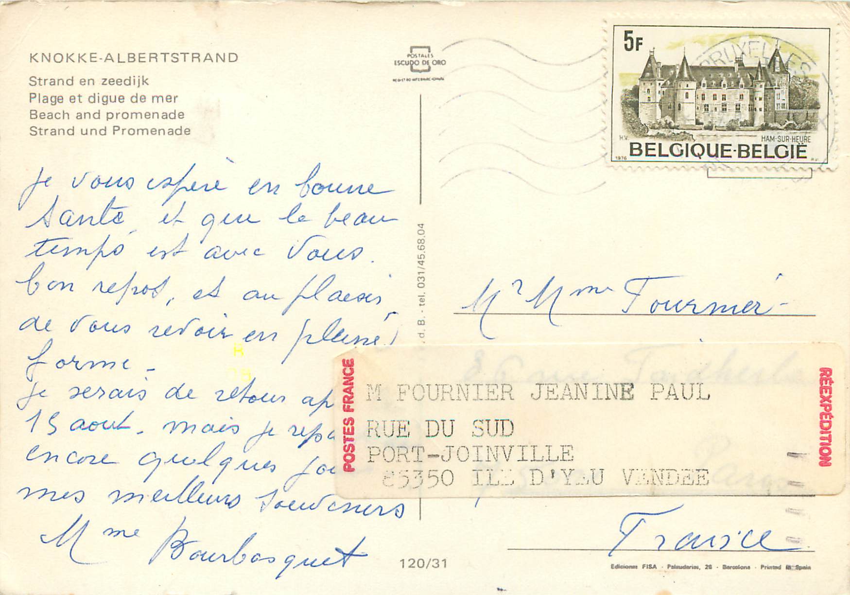 CPA Knokke albertstrant plage et digue de mer — Rückseite