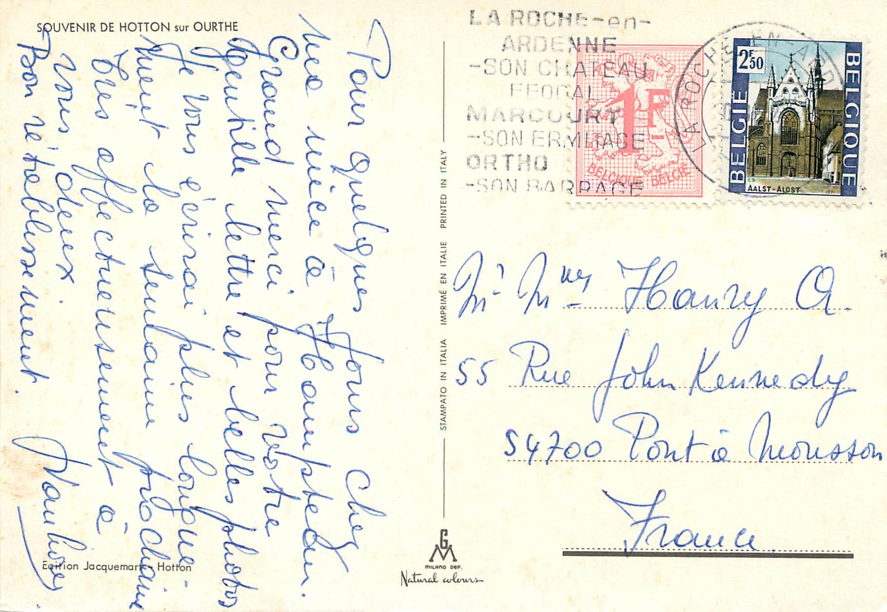 CPA Souvenir de hotton sur ourthe — Back