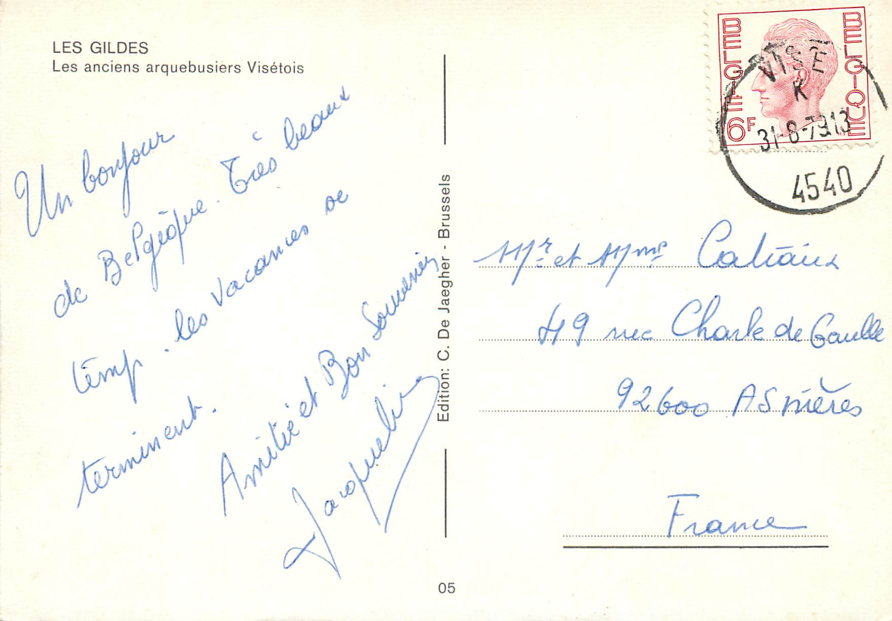 CPA Les gildes les anciens arquebusiers visetois — Rückseite