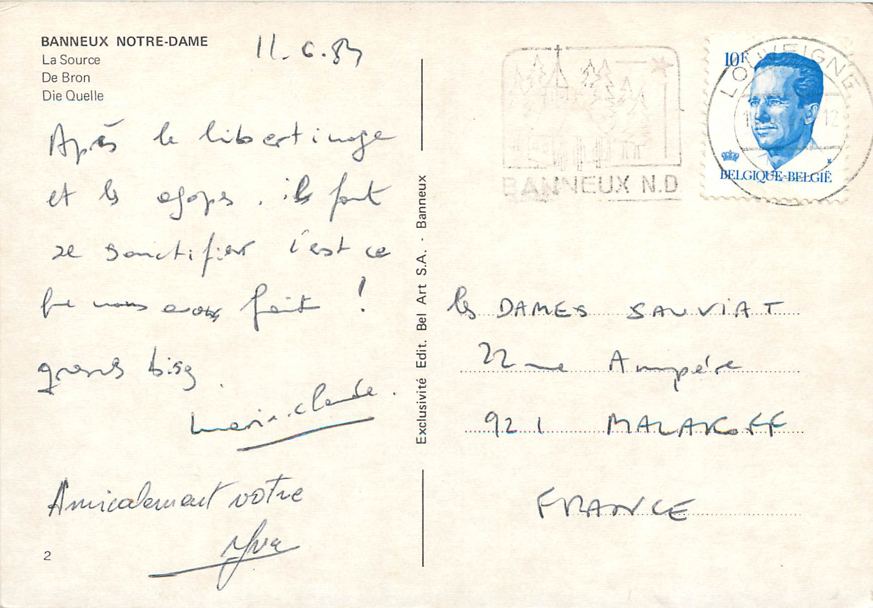 CPM Banneux notre damme la source — Rückseite