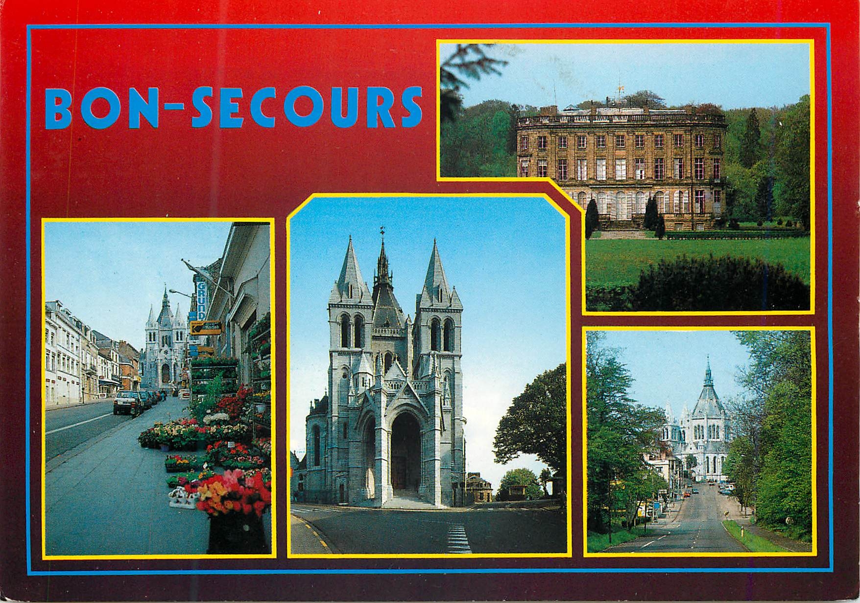 CPM Bon secours basilique N D avenue de la basilique versant francais chateau de l'hermitage