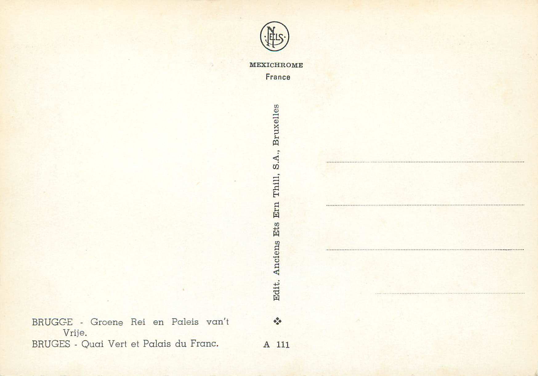 CPM Brugge quai vert et palais du franc — Rückseite