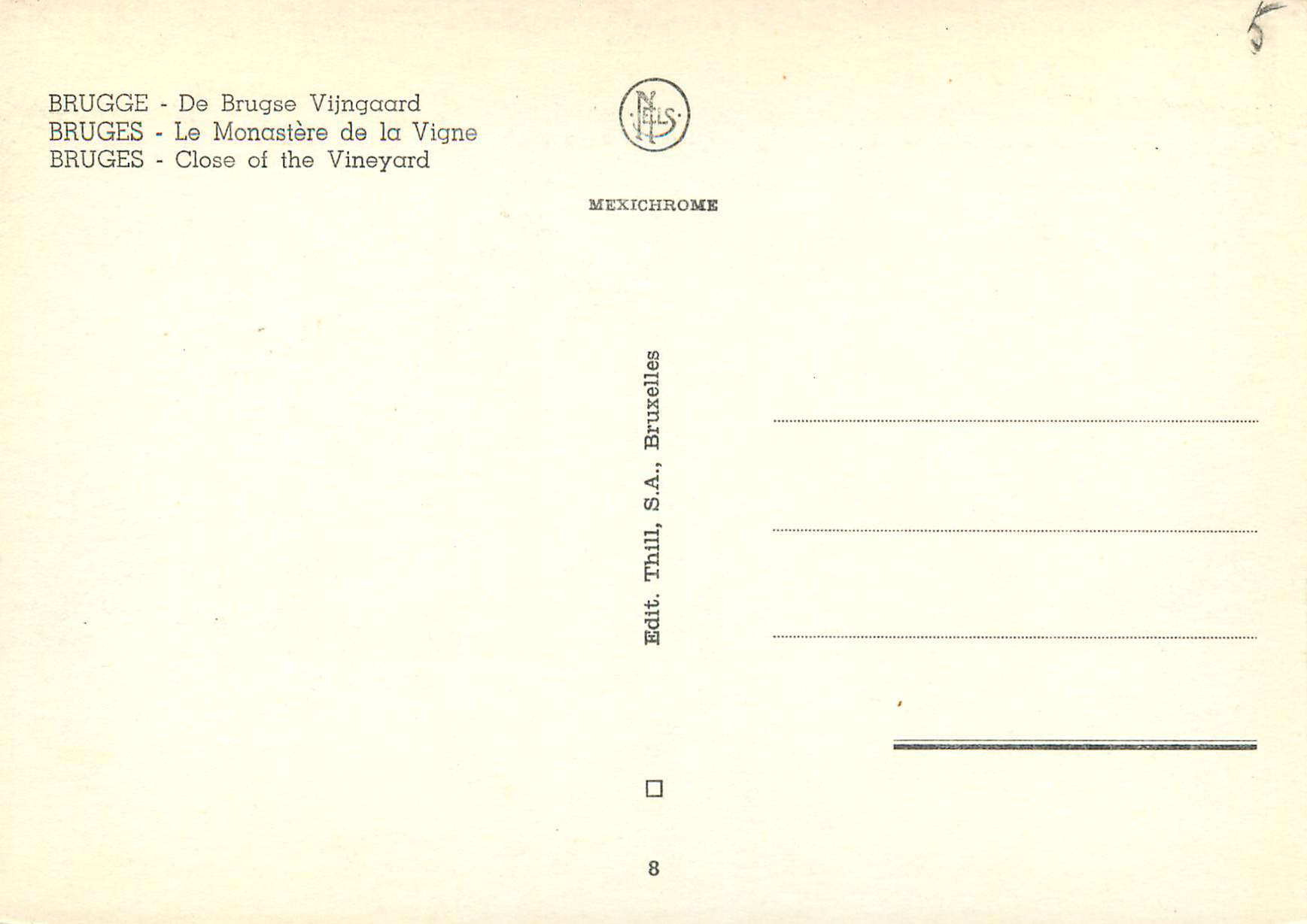 CPM Brugge le monastere de la vigne — Rückseite