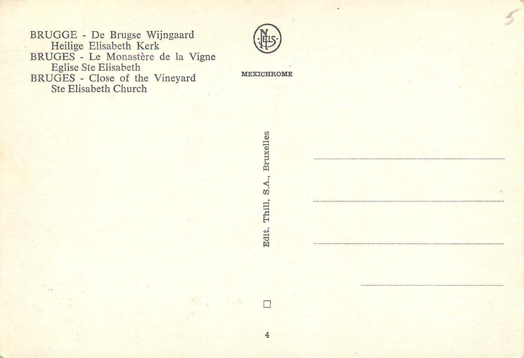 CPM Brugge le monastere de la vigne eglise ste elisabeth — Rückseite