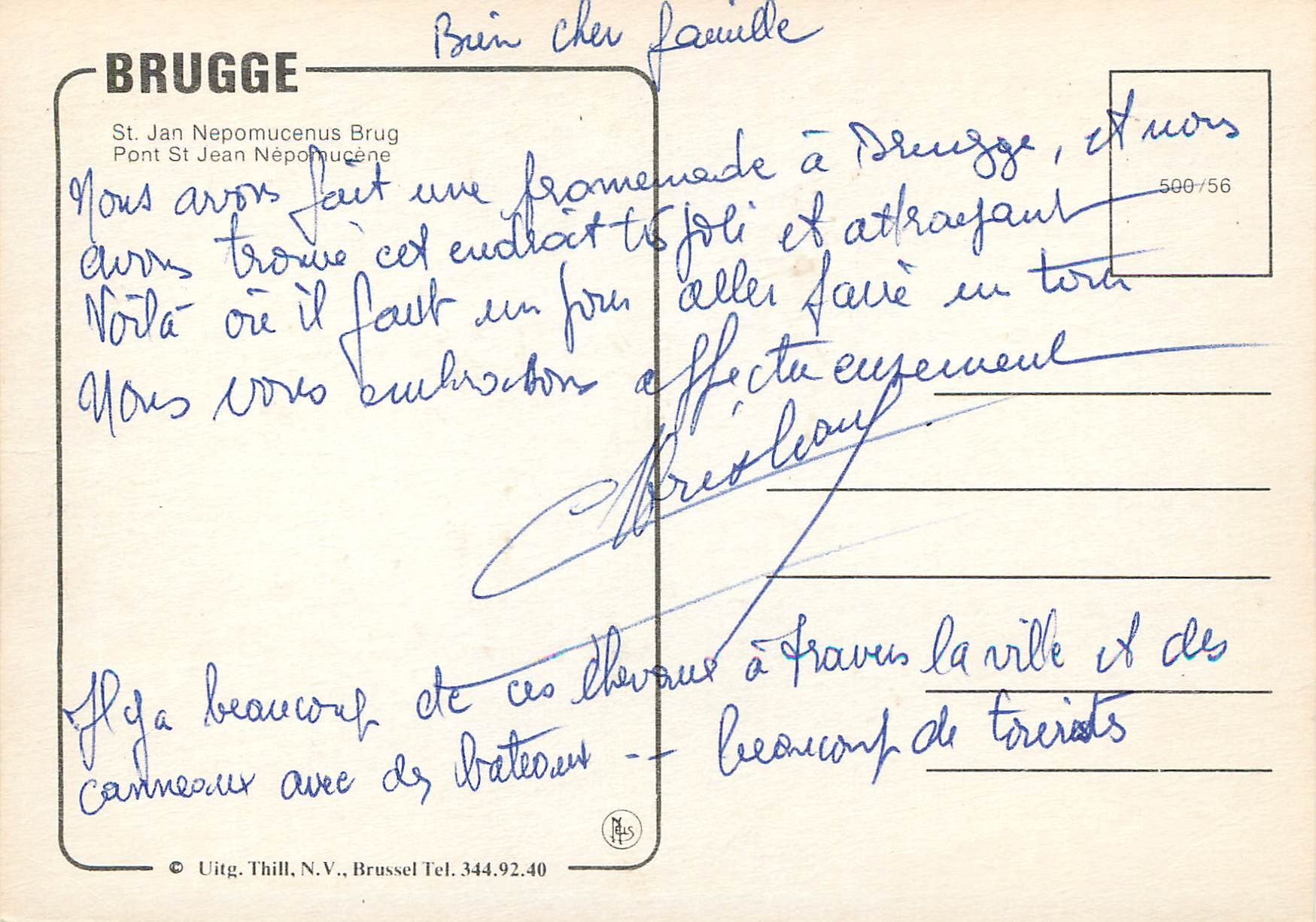 CPM Brugge pont st jean nepomucene — Rückseite