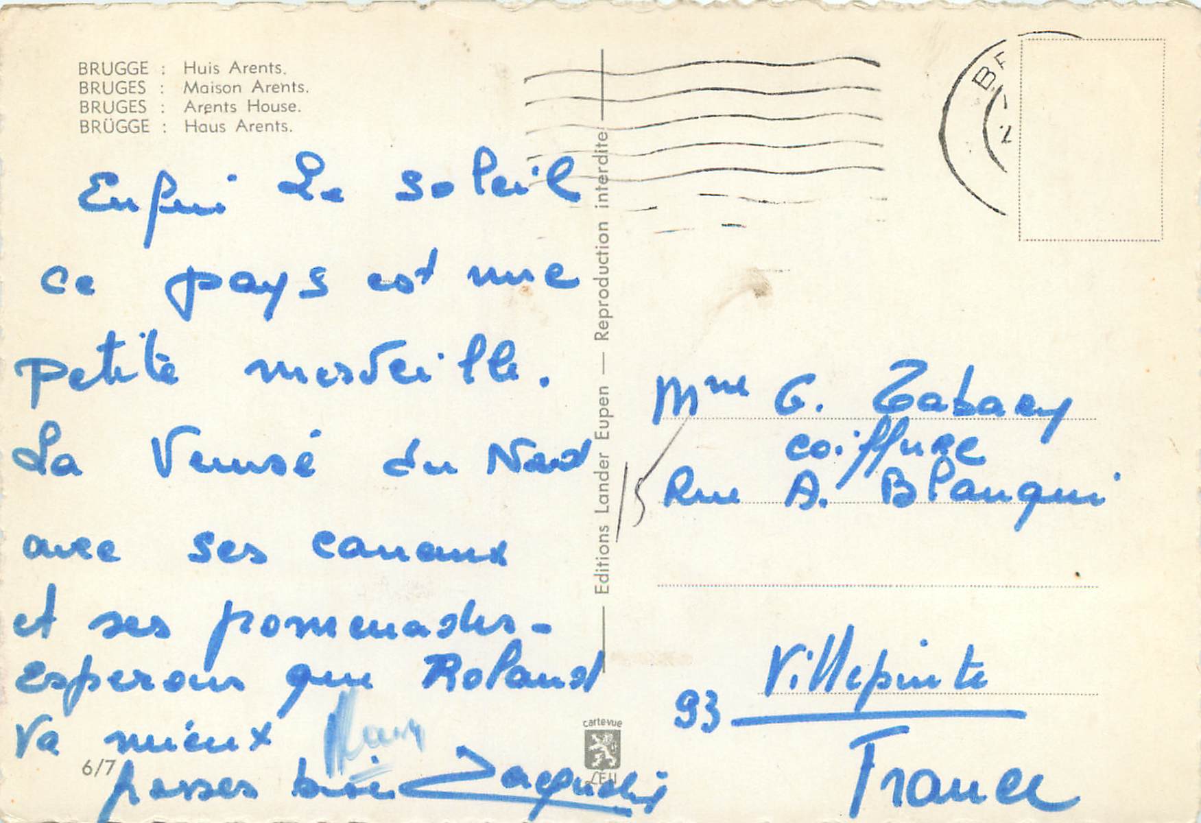 CPM Brugge maison arent — Rückseite