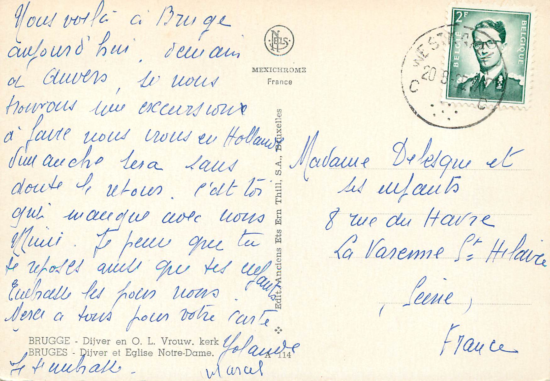 CPM Brugge dijver et eglise N D — Rückseite