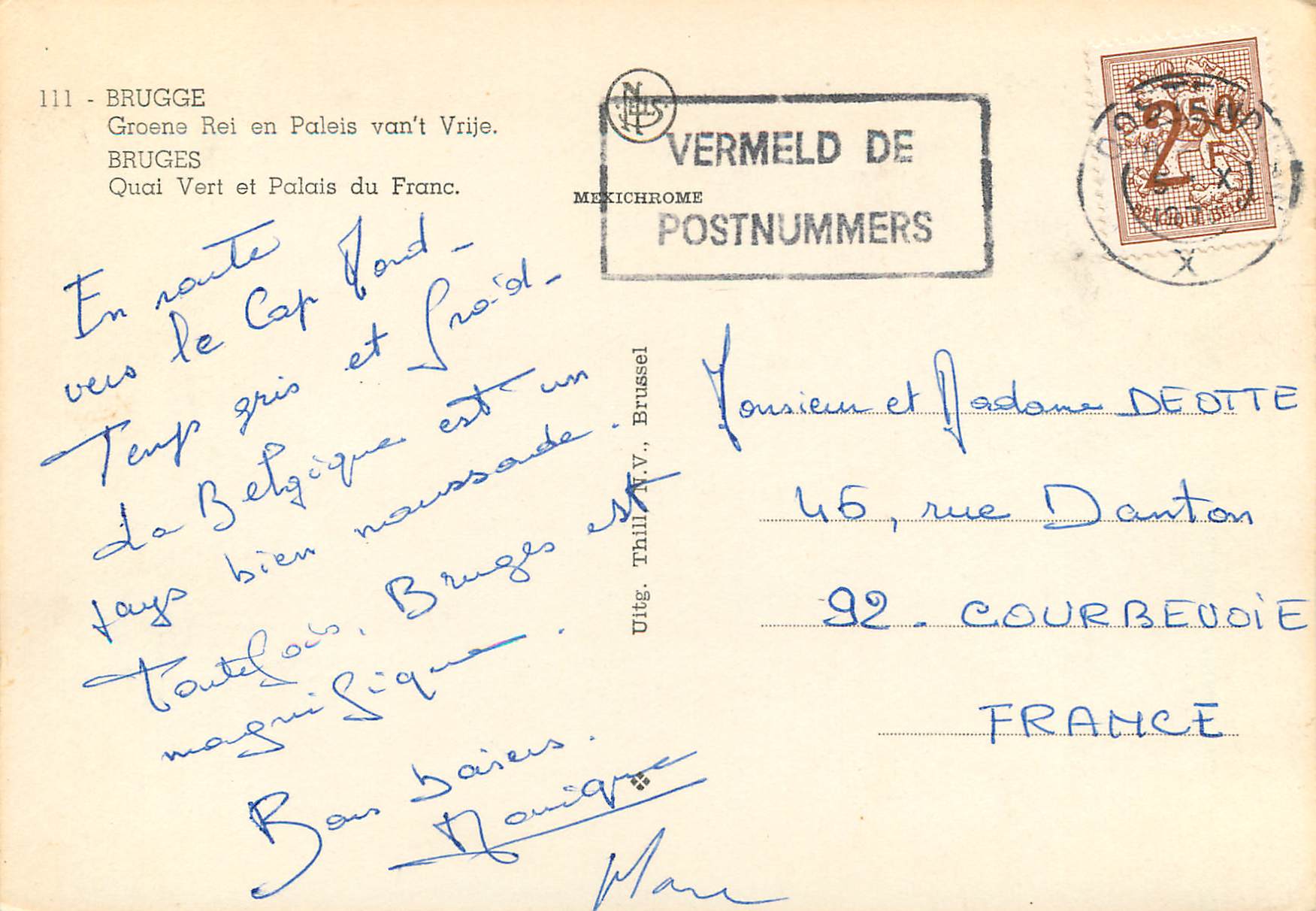 CPM Brugge quai vert et palais du franc — Rückseite
