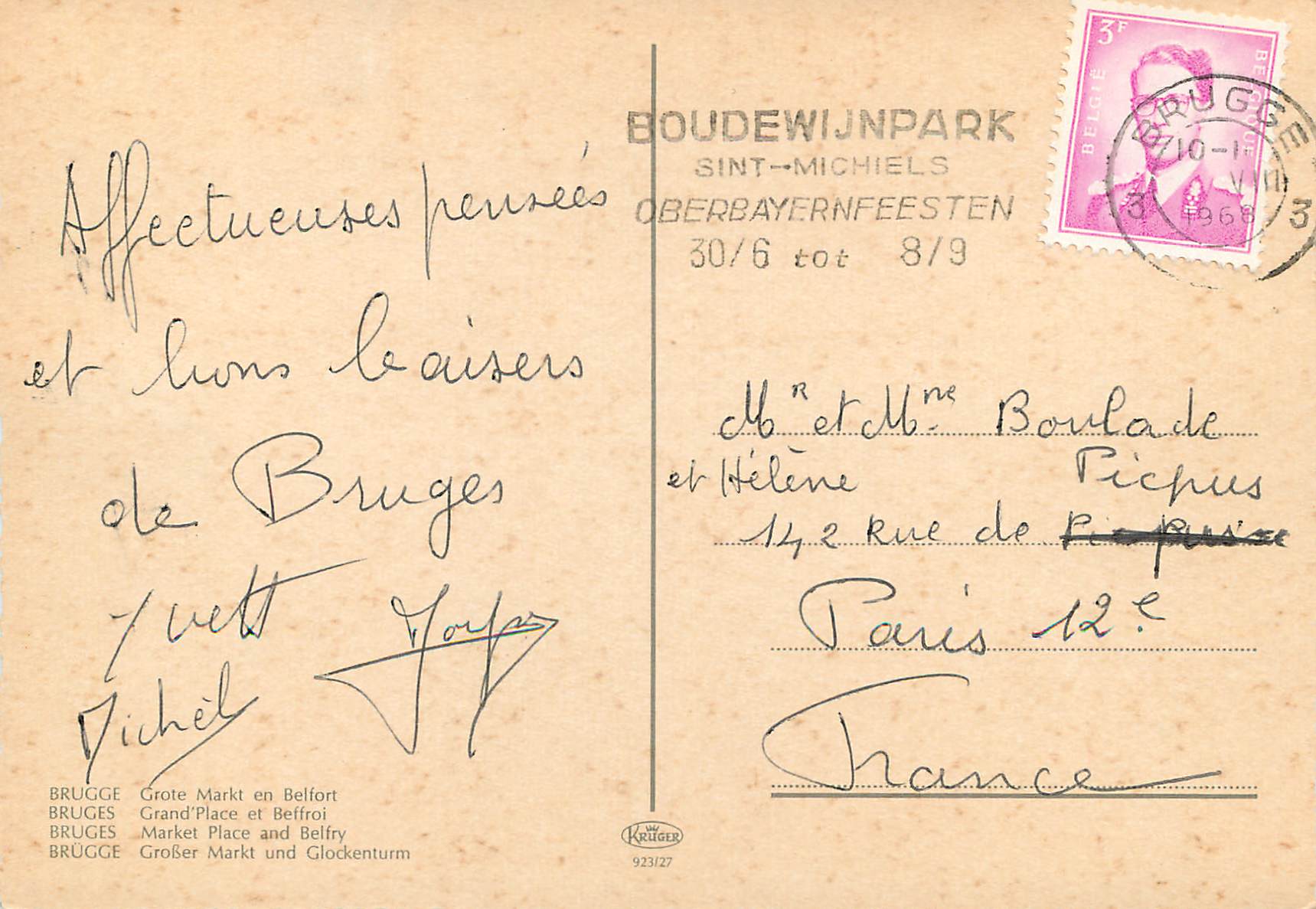 CPM Brugge grand place et beffroi — Rückseite