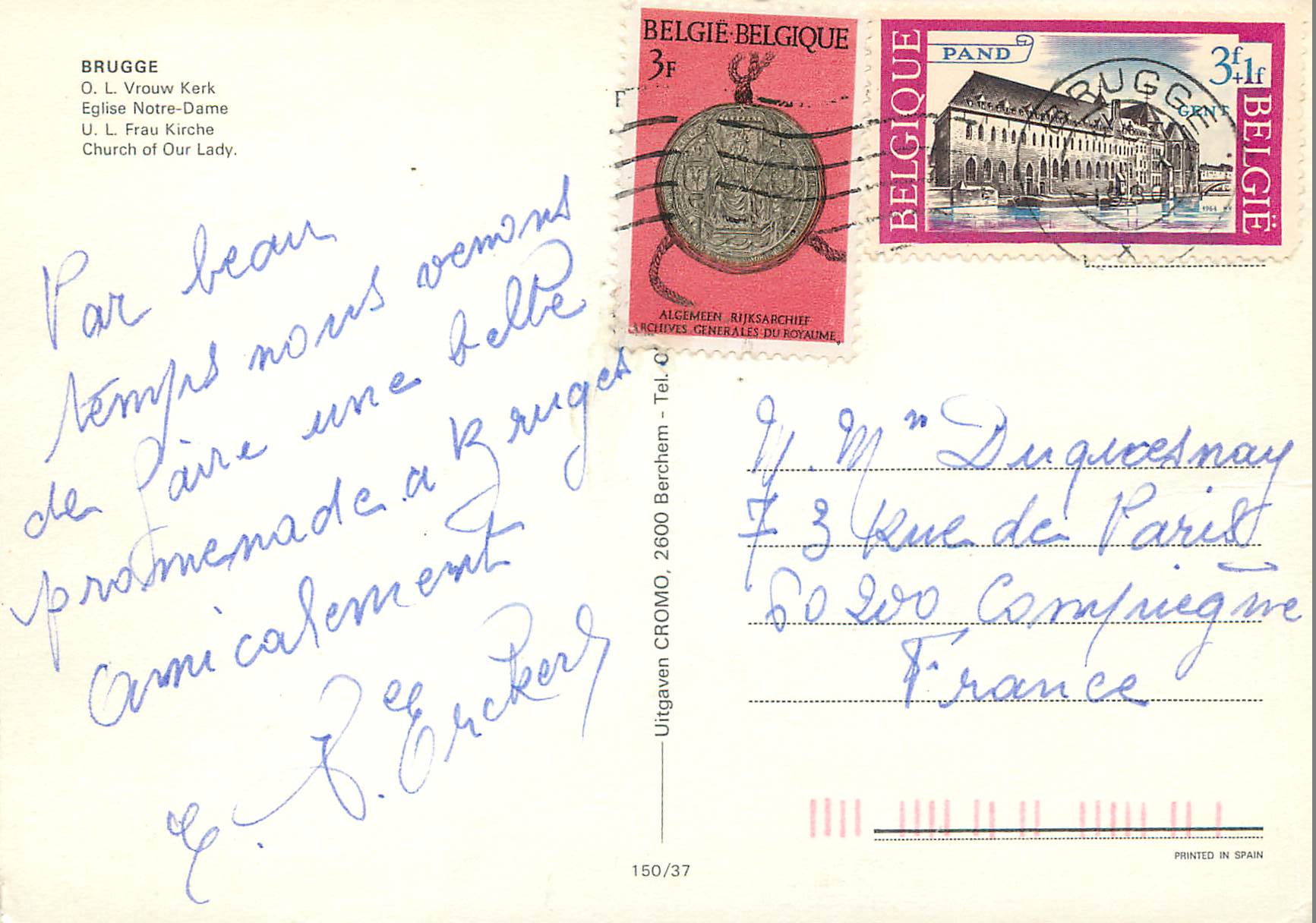 CPM Brugge eglise N D — Rückseite