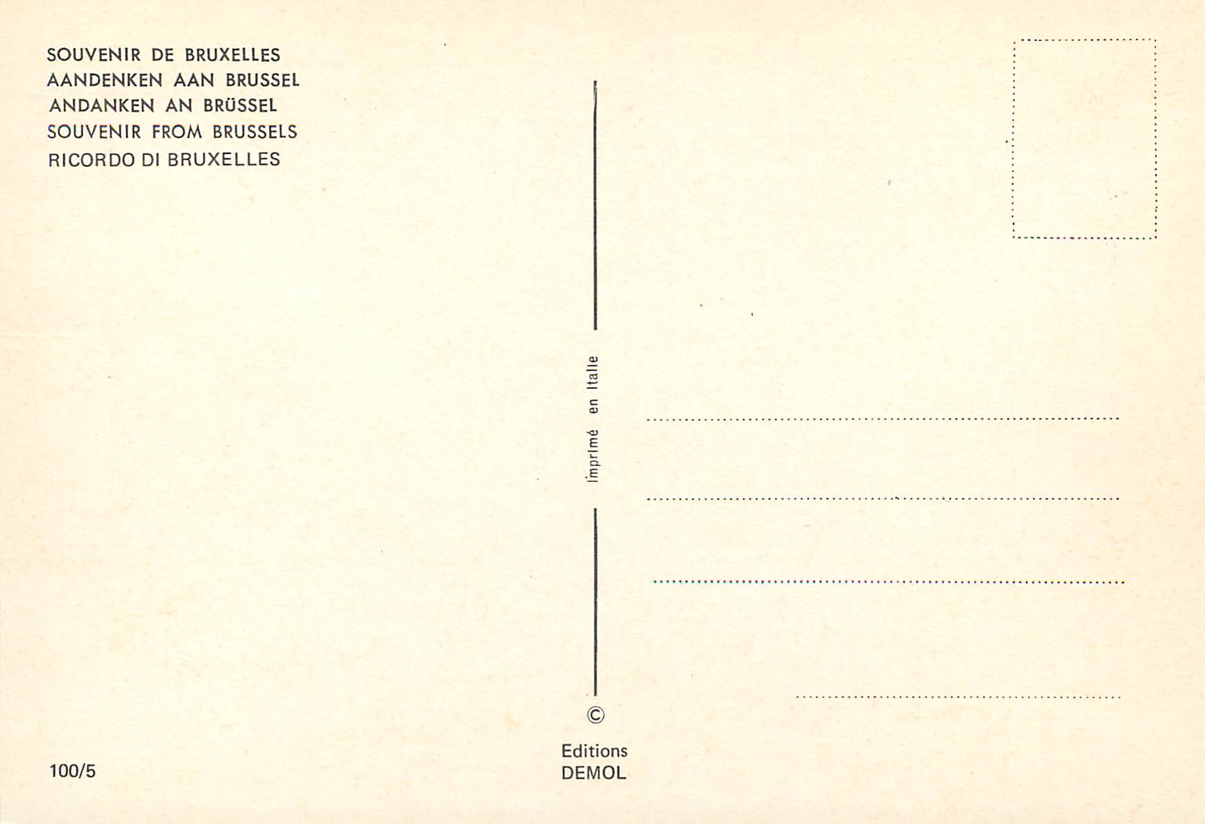 CPM Bruxelles souvenir — Rückseite