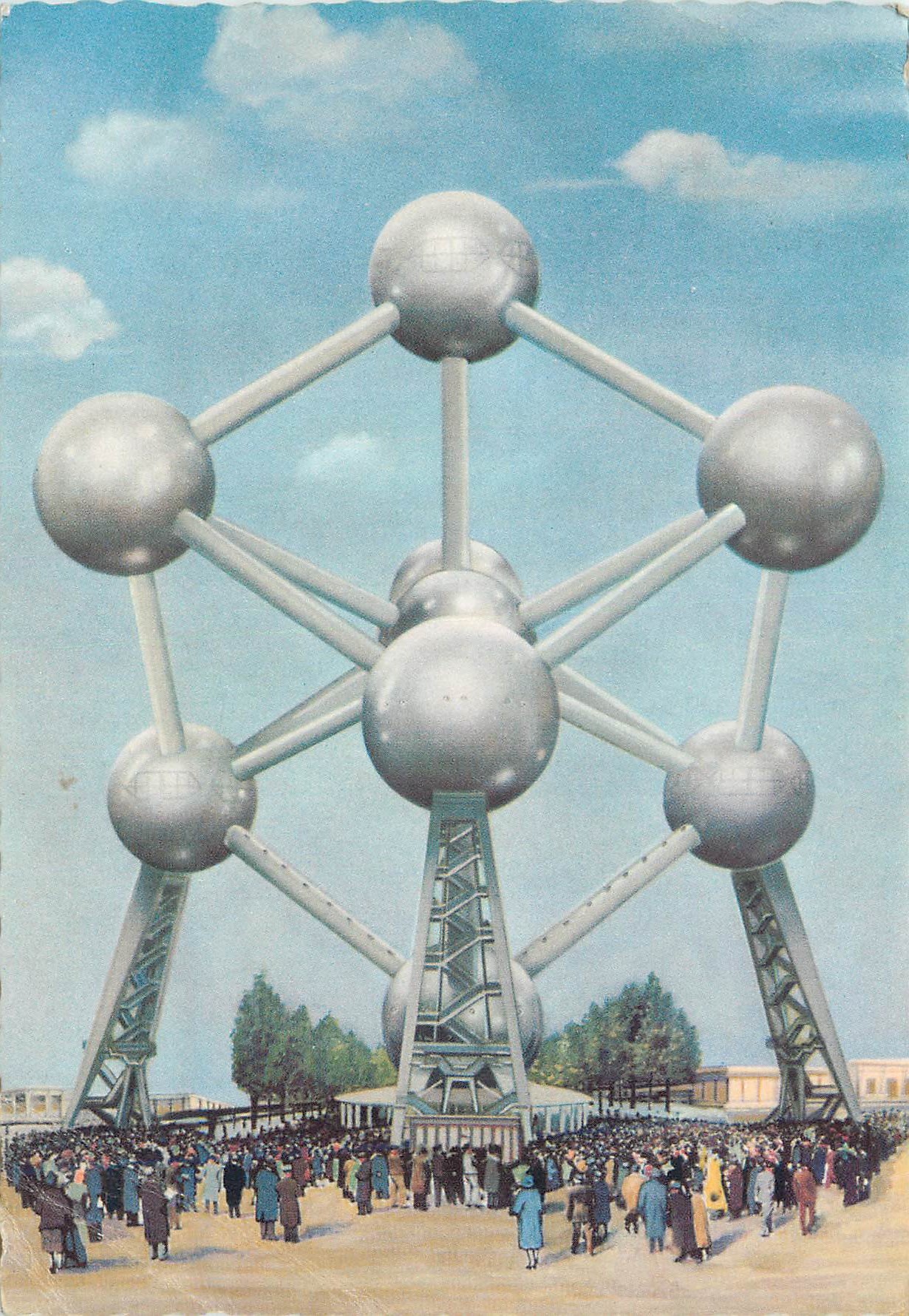 CPM Bruxelles haut 102m diametre des spheres 18m poids 2200t Atomium