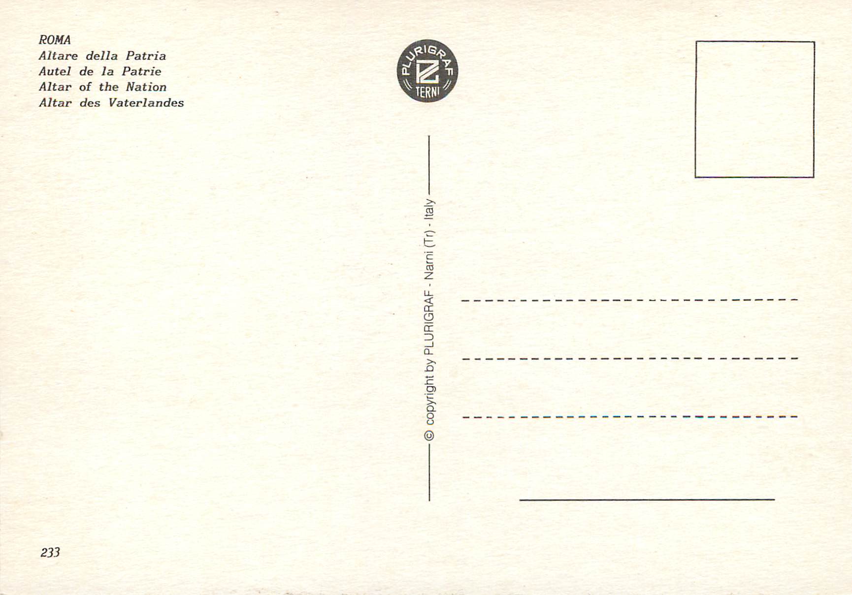 CPM Roma autel de la patrie — Rückseite