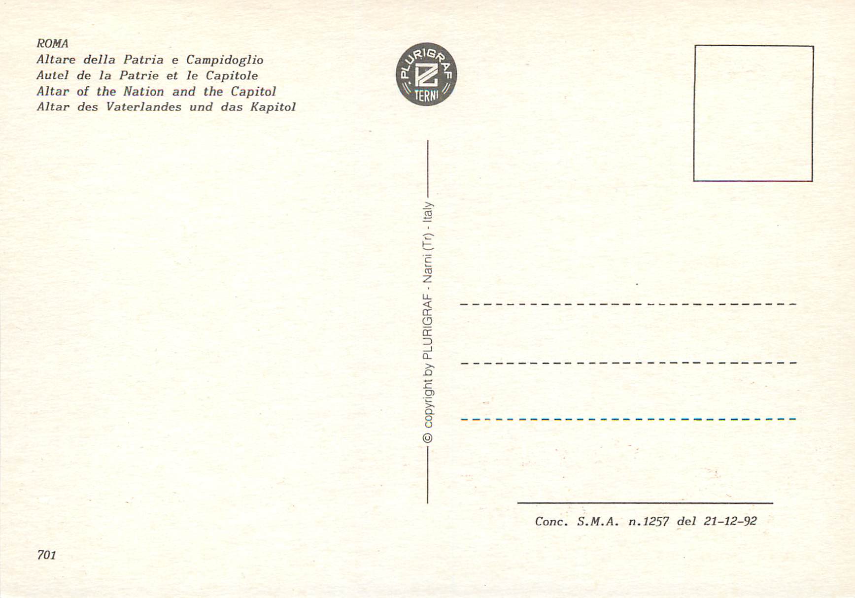 CPM Roma autel de la patrie et le capitole — Rückseite
