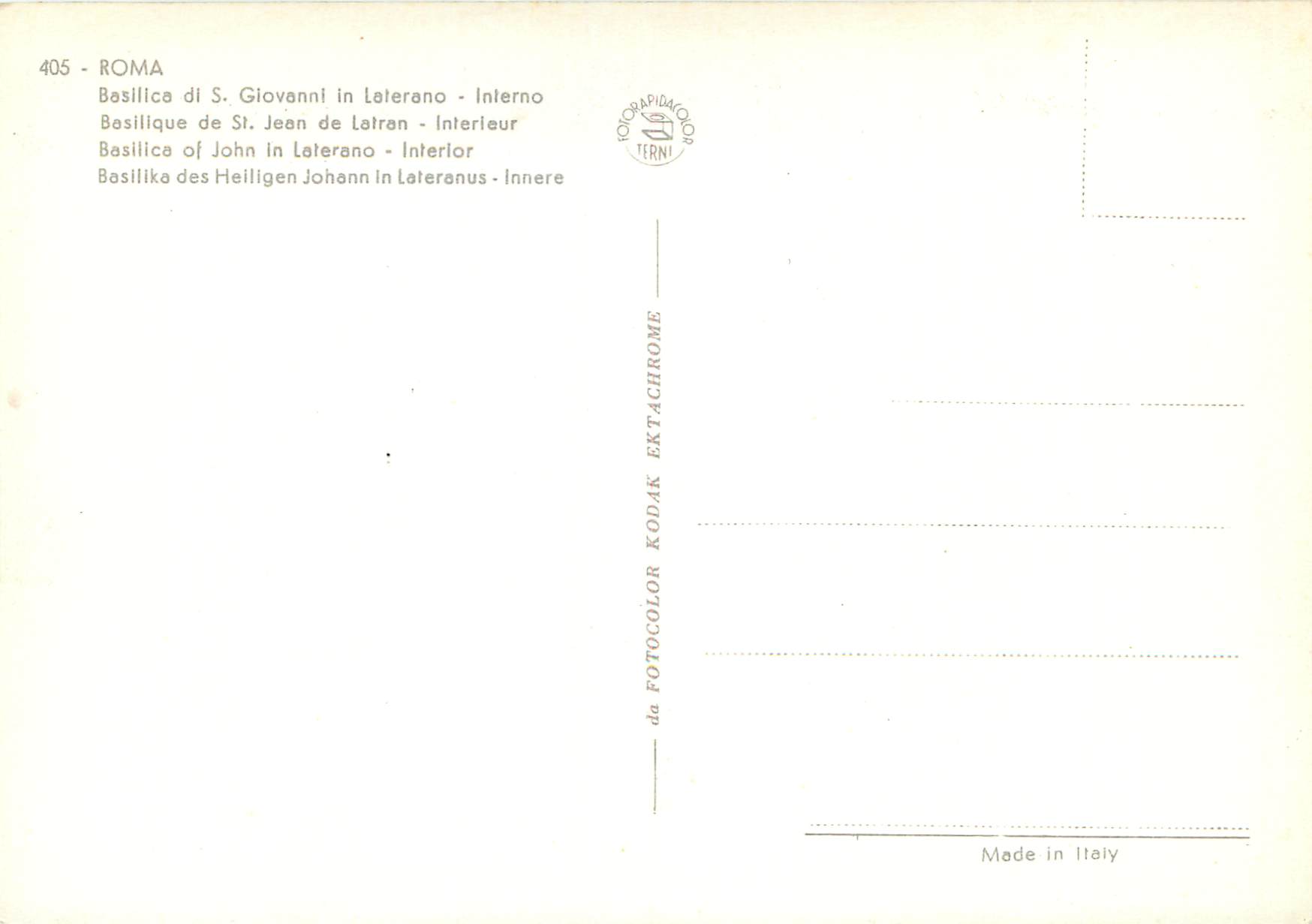 CPM Roma basilique de st jean de latran interieur — Rückseite